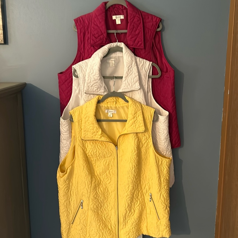 Set of 3- CJ Banks vests! 3X quilted w/ silver